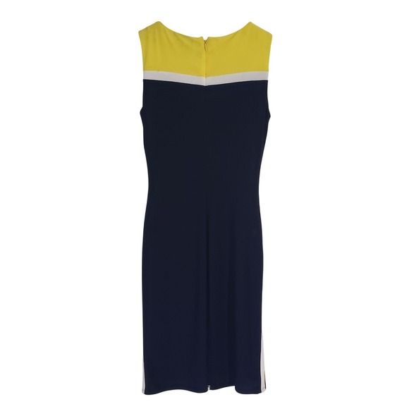 Lauren Ralph Lauren Colorblock Ruched Sheath Dress Navy Yellow Size 2 - Picture 12 of 12